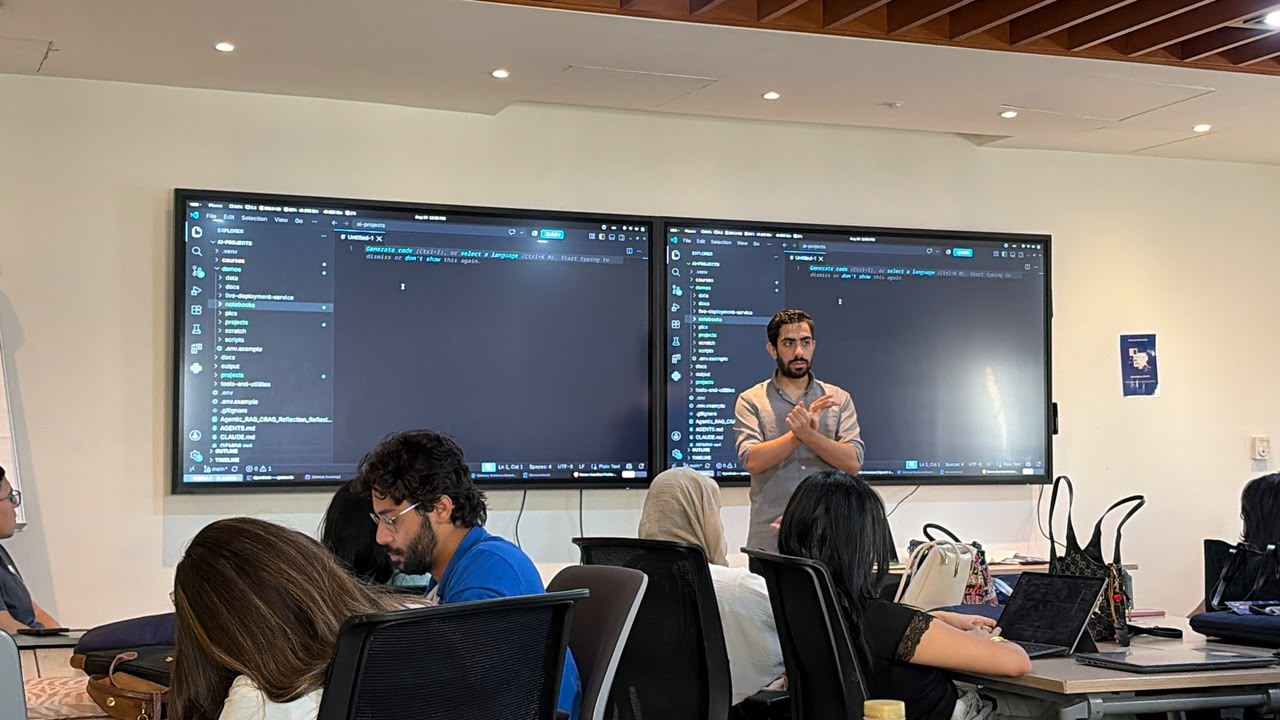 Presenting to trainees with code editors displayed on dual screens
